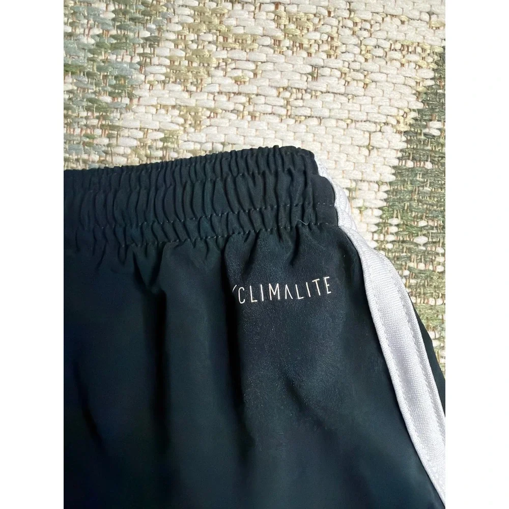 Adidas Mens Climalite Athletic Shorts Black White 3-Stripe Gym Running Large